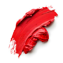 Wall Mural - illustration of a careless smear of red cosmetics on a white background, textured red lipstick smear