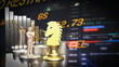 The Gold Unicorn Chess and man Figure for Business concept 3d Rendering.