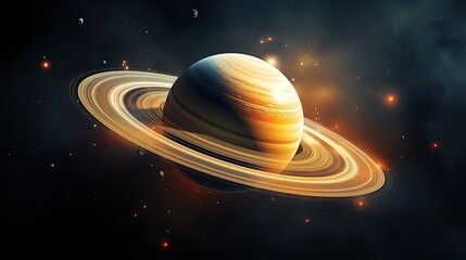 planet saturn in space realistic illustration. planet saturn close up. saturn poster, print, 3d wall