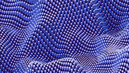 Poster - Canvas waves of small spheres. Design. 3d metallic glowing beads moving up and down.