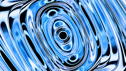 Poster - Abstract hypnotic liquid waves background. Design. Spreading rings of water of blue color.
