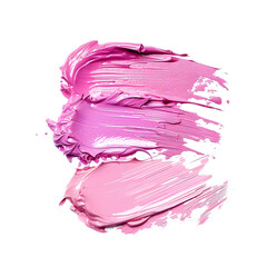 Wall Mural - illustration of a careless smear of pink color cosmetics on a white background, textured pink lipstick smear