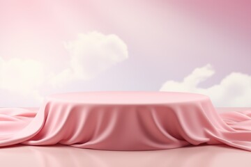 Aufkleber - Luxury beauty product showcase on pink silk background.