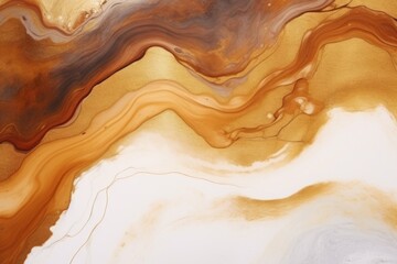 Aufkleber - Dark golden and copper fluid art with brown lines.