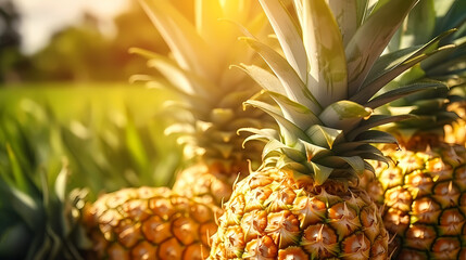 Wall Mural - Pineapple, natural background represents the concept of organic fruit