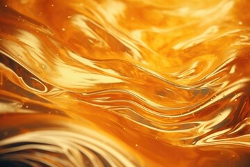 Poster - Golden glitter paint flow with molten texture and floating ink.
