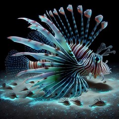 beautiful iridescent lionfish, AI Generate 