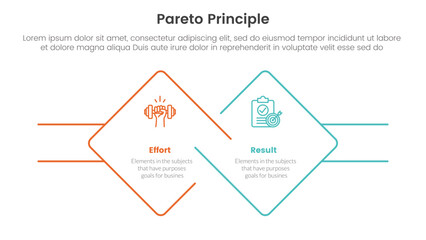 Poster - pareto principle comparison or versus concept for infographic template banner with diamond outline s