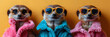 Fashion meerkat with colored dress and sunglasses, 