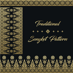 Black And Gold Traditional Songket Element PAttern 