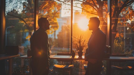  Business man having a discussion with his colleague in an office