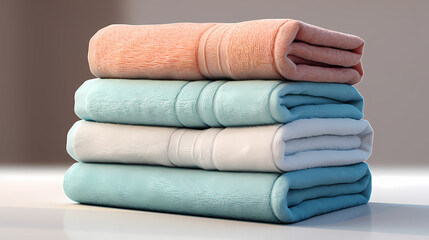 A stack of clean towels, perfect for adding a luxurious touch to any bathroom or spa environment