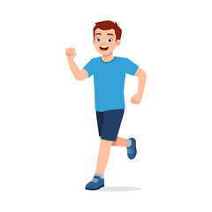 Poster - happy young sporty man running