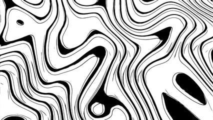 Poster - Abstract monochrome curves background. Design. Flowing and transforming shapes.