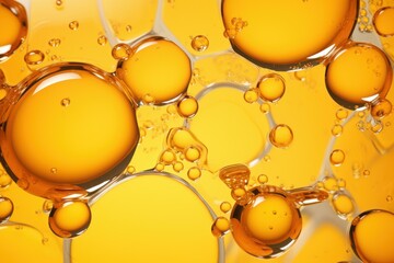Poster - Floating Oil bubbles yellow. Circle orange olive. Generate Ai