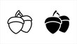Acorn vector icons. Simple illustration set of acorn elements on white background
