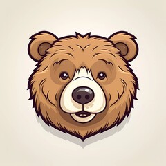 Wall Mural - Hand drawn vector illustration of a cute bear head character. with a minimalist background. generative ai