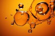 Concentrated Orange oil drops. Gold emulsion. Generate Ai