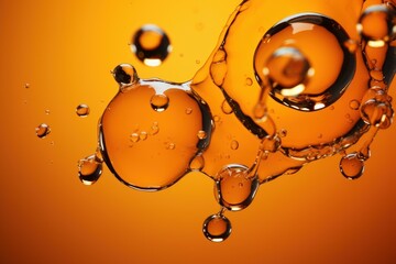 Poster - Concentrated Orange oil drops. Gold emulsion. Generate Ai