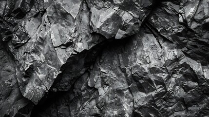 Poster - Mountain background texture Closeup Black rock background Dark gray stone background Black and white background Black grunge texture Contrast monochrome rocky texture Detail : Generative AI