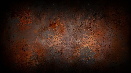 Aufkleber - Rust texture Rough rusty metal surface Black Brown Dark grunge background with space for design Closeup Web banner Wide Panoramic : Generative AI