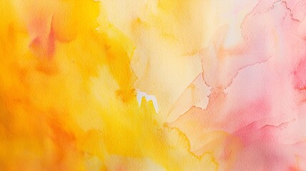 Fototapete - Hand drawn watercolor Beautiful yellow orange pink background Artistic background with copy space for design Web banner Abstract summer autumnal fall Thanksgiving background : Generative AI