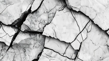 Aufkleber - Black white rock texture Cracked layered mountain surface Closeup Gray grungy stone background with space for design : Generative AI