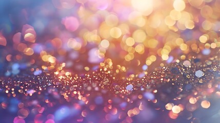Aufkleber - Sparkling background with sequins Glitter colorful golden luxury magic background defocused free space : Generative AI