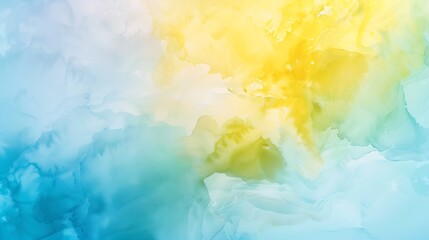 Leinwandbilder - Abstract yellow green blue watercolor Art background with copy space for design Wide banner Panoramic : Generative AI