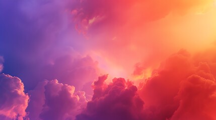 Fototapete - Beautiful sunset in the clouds over the sea Red orange blue purple abstract background Day and night Idyllic Vacation Colorful sky Copy space Design Web banner Wide Long Panoramic Cove : Generative AI