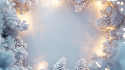 Aufkleber - Winter Christmas snowy frame with copy space Wooden light boards are covered with snow with clean free empty space for text : Generative AI
