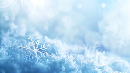 Poster - Christmas background texture snow light blue background with snowflakes : Generative AI