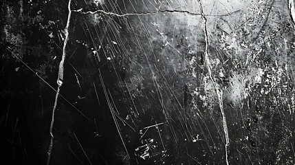 Poster - Black white grunge texture Old scratched metal Damaged gray steel background with copy space for design Web banner Website header Panoramic : Generative AI