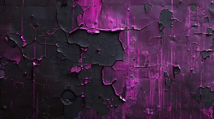 Poster - Old black purple painted metal wall Cracked paint texture Dark magenta background with paint drips Baner with a toned rough texture Website header : Generative AI