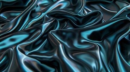 Aufkleber - Black blue silk satin Dark elegant background with space for design Soft folds Wavy Shiny smooth fabric Luxurious Valentine 1402 Christmas New year festive : Generative AI
