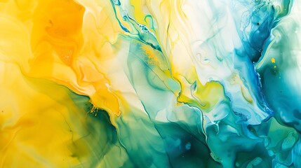 Leinwandbilder - Green blue yellow watercolor Abstract colorful art background with copy space for design Wide banner Website header : Generative AI