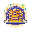 A plate of pancakes illustration minimal 2D vector for design