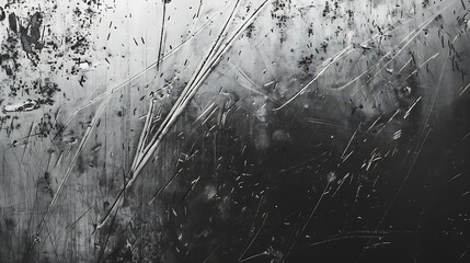 Poster - Black white grunge texture Old scratched metal Damaged gray steel background with copy space for design Web banner Website header Panoramic : Generative AI