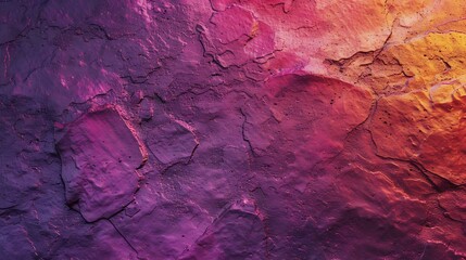 Aufkleber - Yellow orange red magenta violet Gradient Painted stone surface texture Abstract colorful background with copy space for design Wide banner Panoramic Birthday Valentine : Generative AI