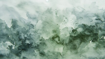 Leinwandbilder - Pale gray blue green abstract watercolor drawing Sage green color Art background for design Water Grunge Blot Stein daub : Generative AI
