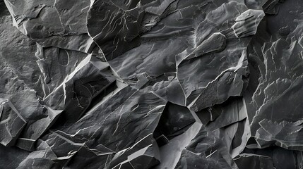 Aufkleber - Black white rock texture Gray stone background with copy space for design Wide banner Website header : Generative AI