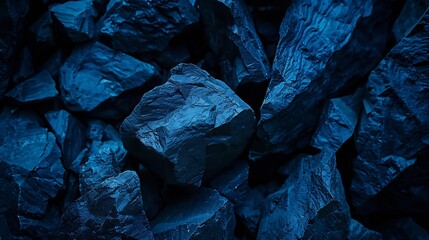 Fototapete - Abstract black stone background Deep blue grunge background Toned mountain texture Volumetric rock backdrop : Generative AI