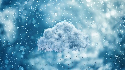 Poster - Snow background The texture of wet snow with drawing a snow cloud symbol with precipitation on winter car glass outdoors closeup : Generative AI