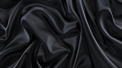Aufkleber - Abstract blue black background Blue silk satin texture background Beautiful soft wavy folds on shiny fabric Dark elegant background for your design : Generative AI