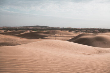 Desert sand, beautiful sand desert landscape at sunset, Inner Mongolia, China