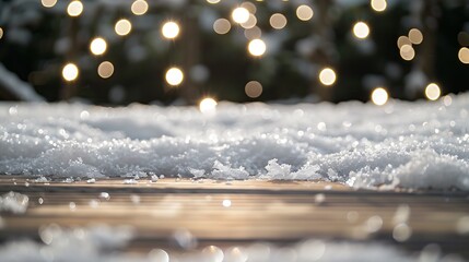 Aufkleber - Winter Christmas snowy frame with copy space Wooden light boards are covered with snow with clean free empty space for text : Generative AI