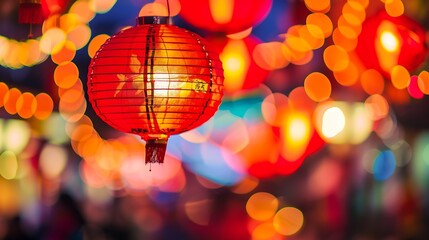 Poster - Abstract blur image of night festival on street background with bokeh : Generative AI