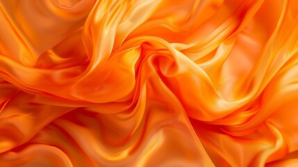 Poster - Orange silk satin curtain Bright luxury background for design Soft folds Shiny golden draped fabric Wavy lines Flowing Fluid liquid ripple effect Valentine Mothers day festive Fiery : Generative AI