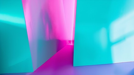 Poster - Turquoise teal purple pink background Colorful abstract geometric pattern background with copy space for design Web banner : Generative AI