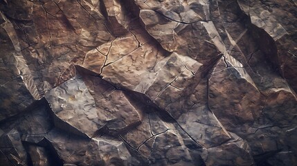 Fototapete - Rock texture Stone background Old weathered crumbling mountain surface in cracks background Light brown rock background : Generative AI